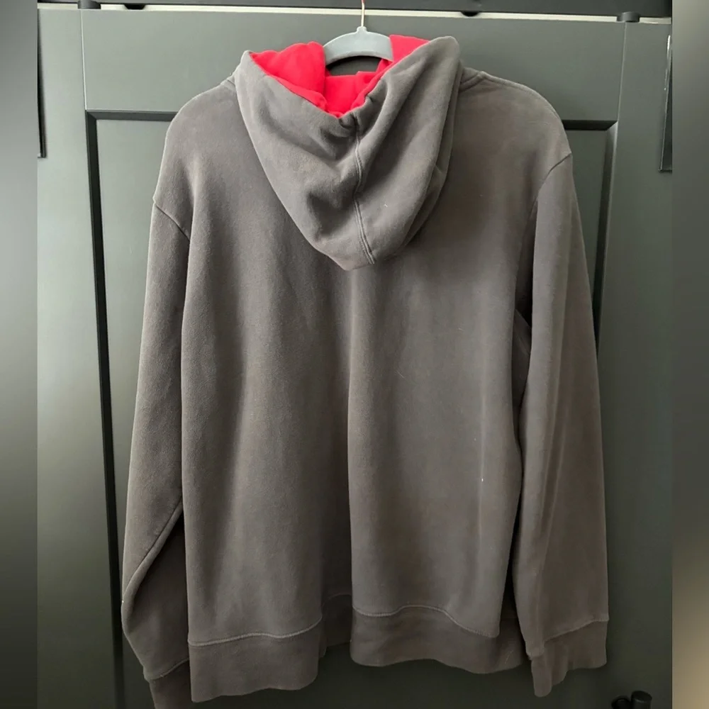 The North Face Men's Charcoal and Red Hoodie